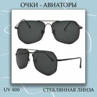 Солнцезащитные очки , авиаторы, оправа: металл, с защитой от УФ, черный LERO