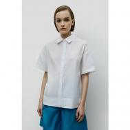 Блуза  , классический стиль, прямой силуэт, короткий рукав, манжеты, без карманов, однотонная, размер 46, белый Baon