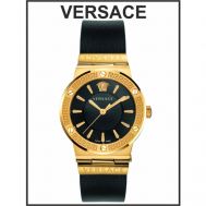 Наручные часы  Женские наручные часы  черные кожаные кварцевые оригинальные, черный Versace