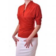Блуза  , нарядный стиль, прилегающий силуэт, укороченный рукав, трикотажная, размер M, бордовый TheDistinctive