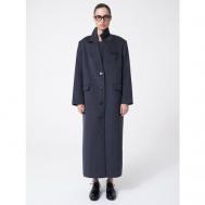 Пальто-пиджак   демисезонное, демисезон/зима, шерсть, силуэт прямой, удлиненное, размер L, серый Patratskaya