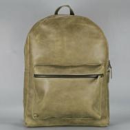 Рюкзак , натуральная кожа, отделение для ноутбука, внутренний карман, серый, зеленый Mantica