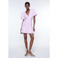 Платье хлопок, повседневное, мини, размер 42, розовый, белый Praimclo