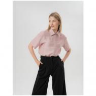 Блуза , повседневный стиль, свободный силуэт, короткий рукав, размер 44, розовый SARTRIX
