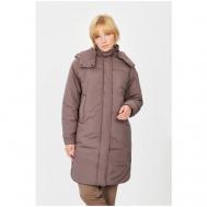 куртка  , демисезон/зима, средней длины, силуэт прямой, карманы, капюшон, манжеты, съемный капюшон, размер 50, коричневый Baon