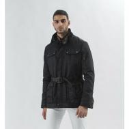 куртка  демисезонная, силуэт прямой, ветрозащитная, пояс/ремень, водонепроницаемая, карманы, без капюшона, манжеты, подкладка, съемная подкладка, размер 54, черный Just Cavalli