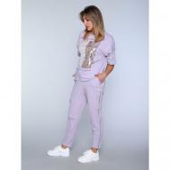 Комплект , брюки, карманы, размер 56, фиолетовый NINEL