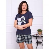 Комплект , футболка, шорты, короткий рукав, размер 52, синий, серый Диана-Текс