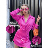 Платье-футляр атлас, прилегающее, мини, подкладка, размер s, розовый Gossip by prm