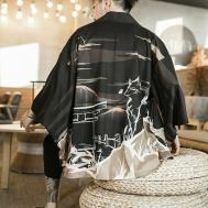 Кимоно  средней длины, укороченный рукав, размер универсальный, черный Anet