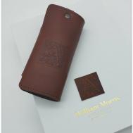 Ключница , натуральная кожа, матовая фактура, коричневый William Morris