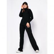 Костюм, лонгслив и брюки, повседневный стиль, прилегающий силуэт, размер 42/44, черный Fashion Margo