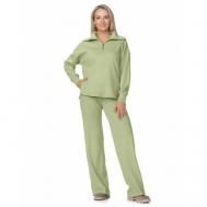 Костюм , джемпер и брюки, повседневный стиль, свободный силуэт, трикотажный, вязаная, карманы, утепленный, размер 52-158-164, зеленый RUGGI
