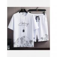 Костюм , футболка и шорты, размер XL, черный, белый Лита