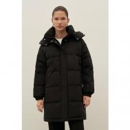 куртка   зимняя, средней длины, силуэт прямой, стеганая, водонепроницаемая, размер XS, черный Finn Flare