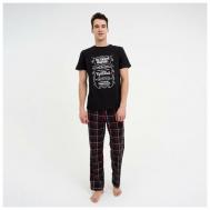 Пижама , футболка, брюки, размер 48, черный KAFTAN