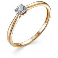 Кольцо помолвочное , красное золото, 585 проба, родирование, бриллиант, размер 16.5, бесцветный Vesna jewelry