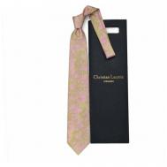 Галстук , натуральный шелк, широкий, для мужчин, розовый Christian Lacroix