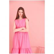 Платье , хлопок, повседневное, миди, размер 44, розовый INCITY