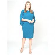 Платье с запахом , вечернее, прямой силуэт, до колена, размер 68, голубой, бирюзовый OLSI