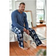 Пижама , лонгслив, брюки, размер 58, синий Оптима Трикотаж