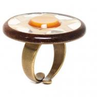 Кольцо , бижутерный сплав, бежевый, коричневый Nature bijoux