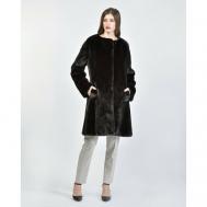 Пальто , норка, силуэт прямой, размер 36, черный Skinnwille