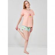 Пижама , размер 48, розовый, зеленый Relax Mode