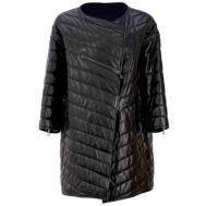 Кожаная куртка , средней длины, стеганая, размер 40, черный Lucio Domingo