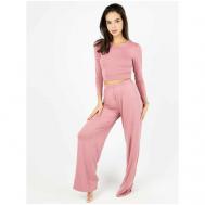 Комплект , лонгслив, брюки, на завязках, длинный рукав, размер 44, розовый INSTINITY