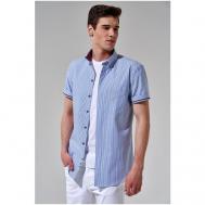 Рубашка , размер 54, синий, белый Правика
