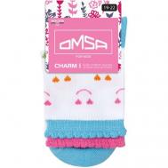 Носки  для девочек, нескользящие, размер 27-30, белый, голубой OMSA