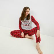 Пижама , размер 40, белый, красный KAFTAN