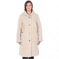 Пальто   демисезонное, шерсть, силуэт прямой, удлиненное, размер 58, бежевый SINOLI