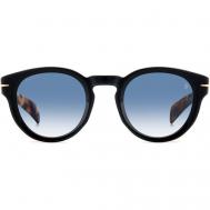 Солнцезащитные очки , круглые, оправа: пластик, градиентные, для мужчин, черный David Beckham