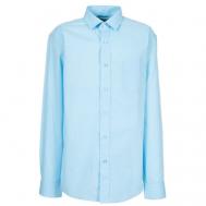 Школьная рубашка , прямой силуэт, на пуговицах, длинный рукав, манжеты, размер 164-170, голубой Tsarevich