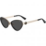 Солнцезащитные очки , кошачий глаз, оправа: металл, с защитой от УФ, для женщин, черный Moschino