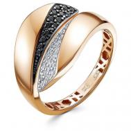 Кольцо  красное золото, 585 проба, бриллиант, размер 17.5, черный Vesna jewelry