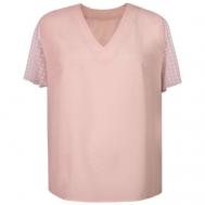 Блуза  , прямой силуэт, короткий рукав, размер 52, розовый MILA