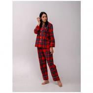 Пижама , длинный рукав, карманы, размер 42, красный Малиновые сны