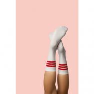 Женские носки  высокие, размер 35/41, красный, белый Красная Жара