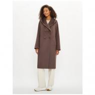 Пальто-халат   демисезонное, шерсть, силуэт свободный, размер 48, коричневый ELECTRASTYLE