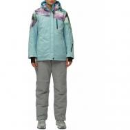 Комплект с брюками  для сноубординга, зимний, силуэт полуприлегающий, утепленный, водонепроницаемый, размер 60, голубой Без бренда