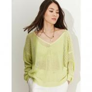 Пуловер , вязаный, размер S, зеленый look7