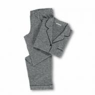 Пижама , рубашка, брюки, длинный рукав, пояс на резинке, размер S, серый Lappartement