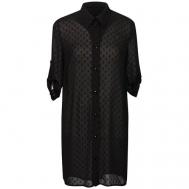 Платье-рубашка , шифон, повседневное, прямой силуэт, макси, размер 54 RU, черный Mila Bezgerts