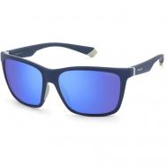 Солнцезащитные очки , прямоугольные, спортивные, с защитой от УФ, поляризационные, зеркальные, серый Polaroid