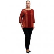 Блуза  , нарядный стиль, полуприлегающий силуэт, укороченный рукав, однотонная, размер 52, красный OLSI