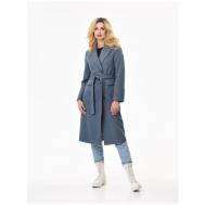 Пальто  демисезонное, силуэт прилегающий, средней длины, размер 44, голубой 4youwear