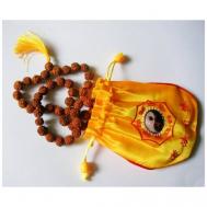 Четки из Священного дерева рудракши 108 бусин (9 мм) с мешочком, , слезы сострадания Бога Шивы Индия